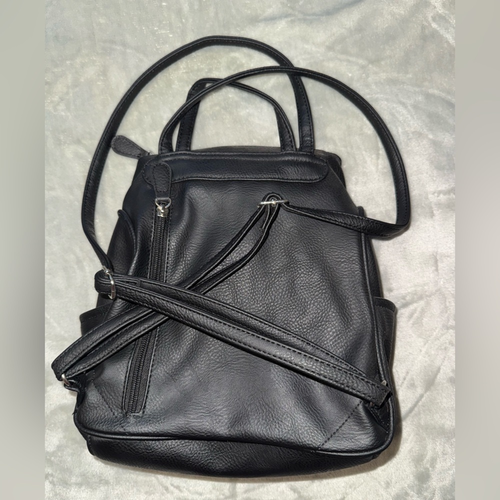 Black Leather Backpack - Picture 2 of 9